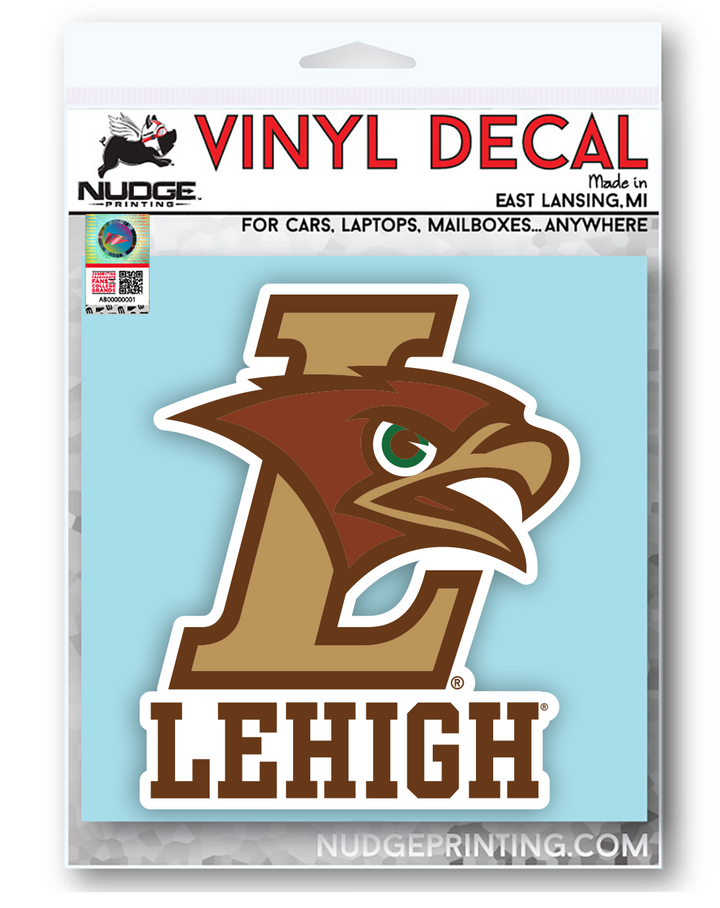 Lehigh University Primary L-Hawk Wordmark Combo Logo Car Decal Bumper Sticker