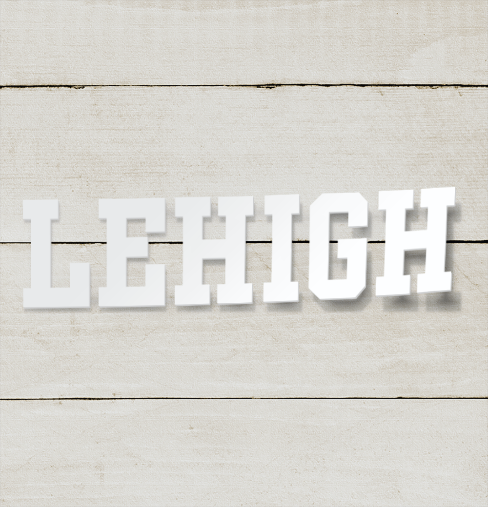 Lehigh University Block Wordmark Logo Car Decal Bumper Sticker (Brown or White)