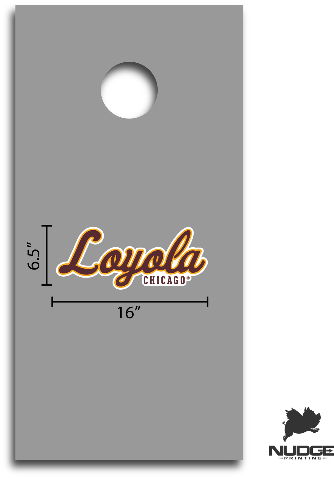 Loyola University Chicago Ramblers Script Cursive Wordmark Logo Cornhole Decal