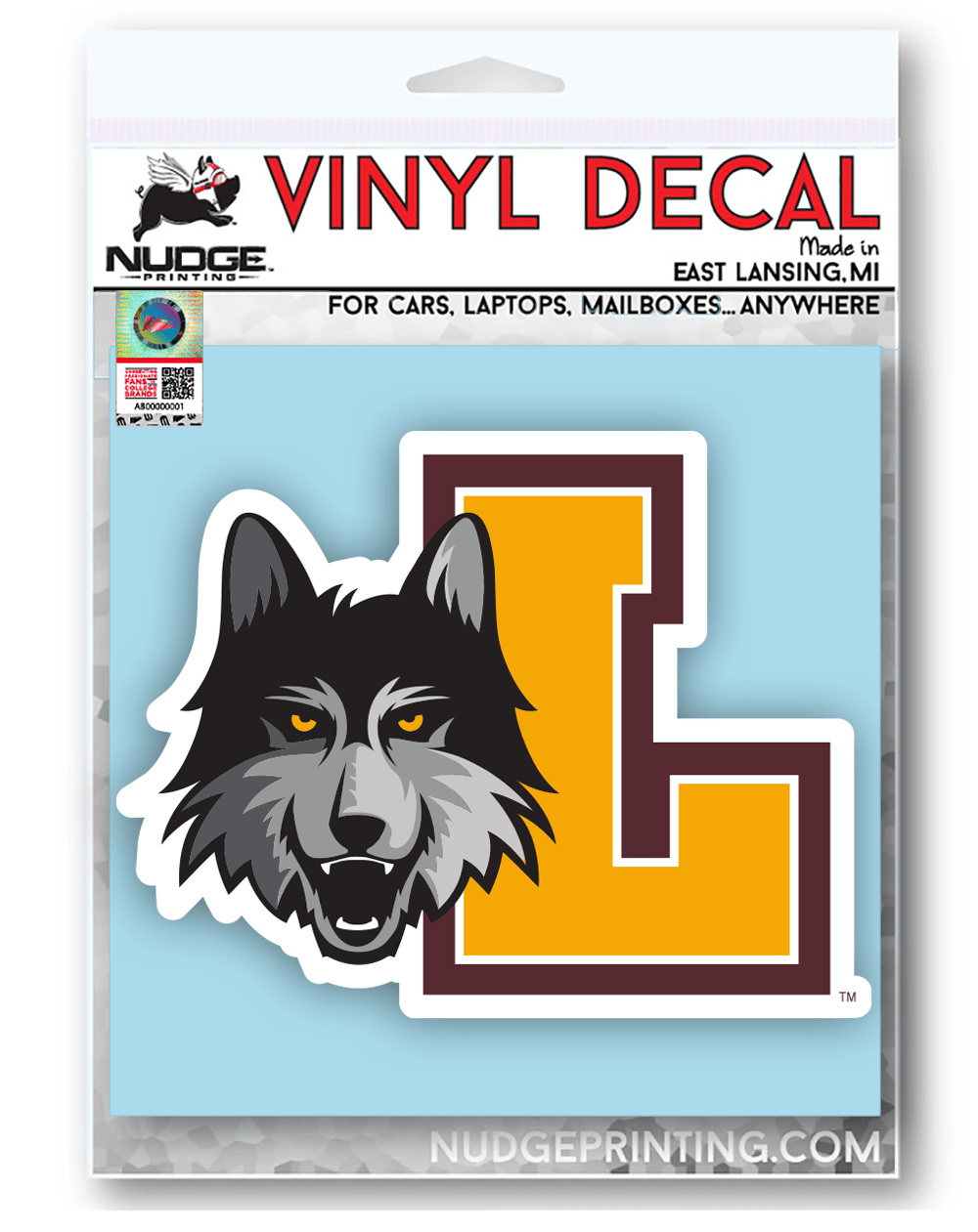 Loyola University Chicago Ramblers Block L and Wolf Combo Car Decal