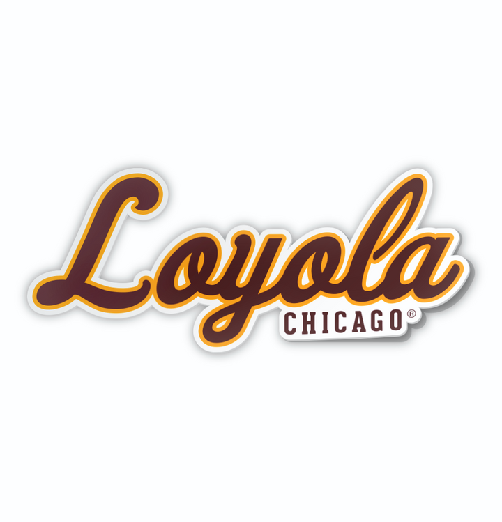 Loyola University Chicago Ramblers Script Cursive Wordmark Logo Cornhole Decal
