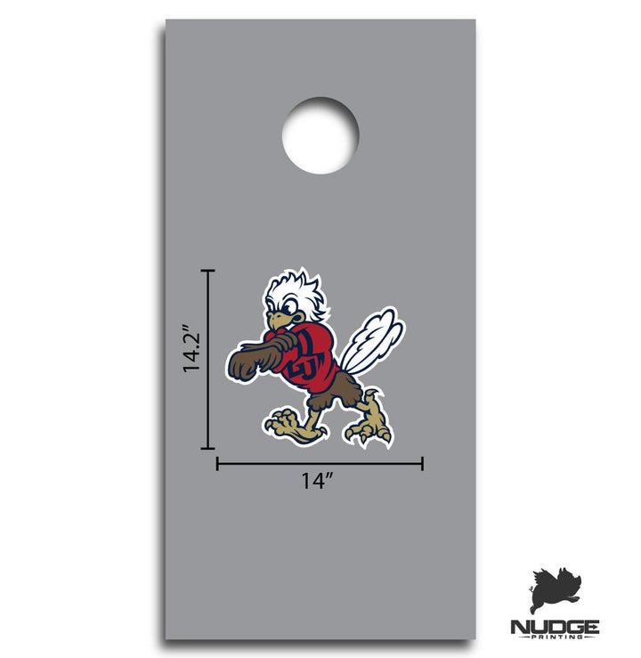 Liberty University Flames Sparky the Mascot Cornhole Decal - Nudge Printing