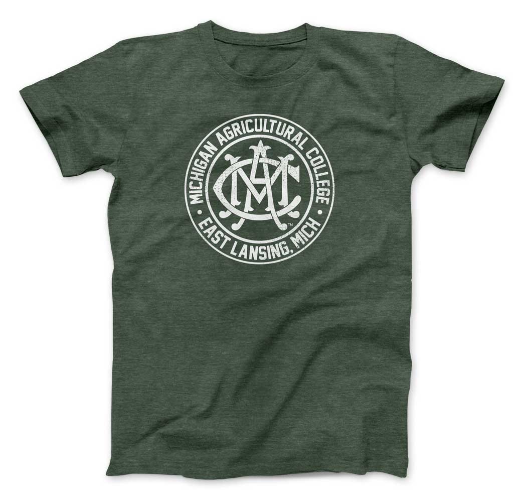 Michigan State MAC Michigan Agricultural Collage MSU Spartans Green Short Sleeve Shirt