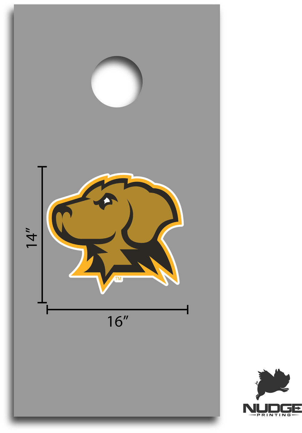 UMBC Retriever Mascot Logo Cornhole Decal - Nudge Printing