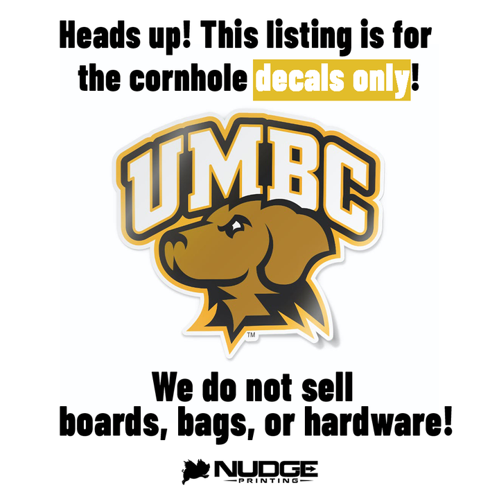 UMBC Retriever Head Combo Logo Cornhole Decal - Nudge Printing