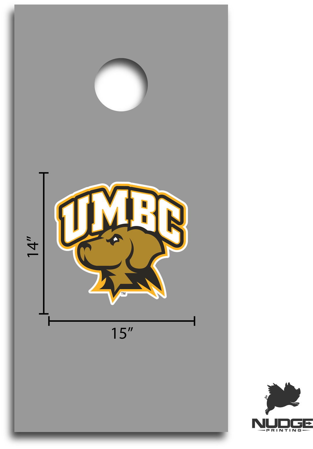 UMBC Retriever Head Combo Logo Cornhole Decal - Nudge Printing