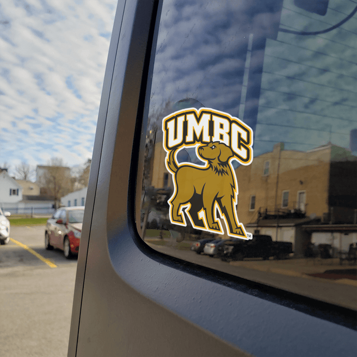 UMBC Retrievers Full Mascot and Wordmark Combo Logo Car Decal Bumper Sticker