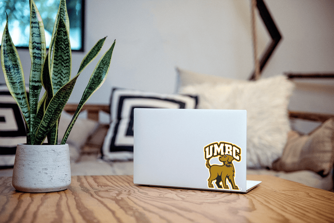 UMBC Retrievers Full Mascot and Wordmark Combo Logo Car Decal Bumper Sticker