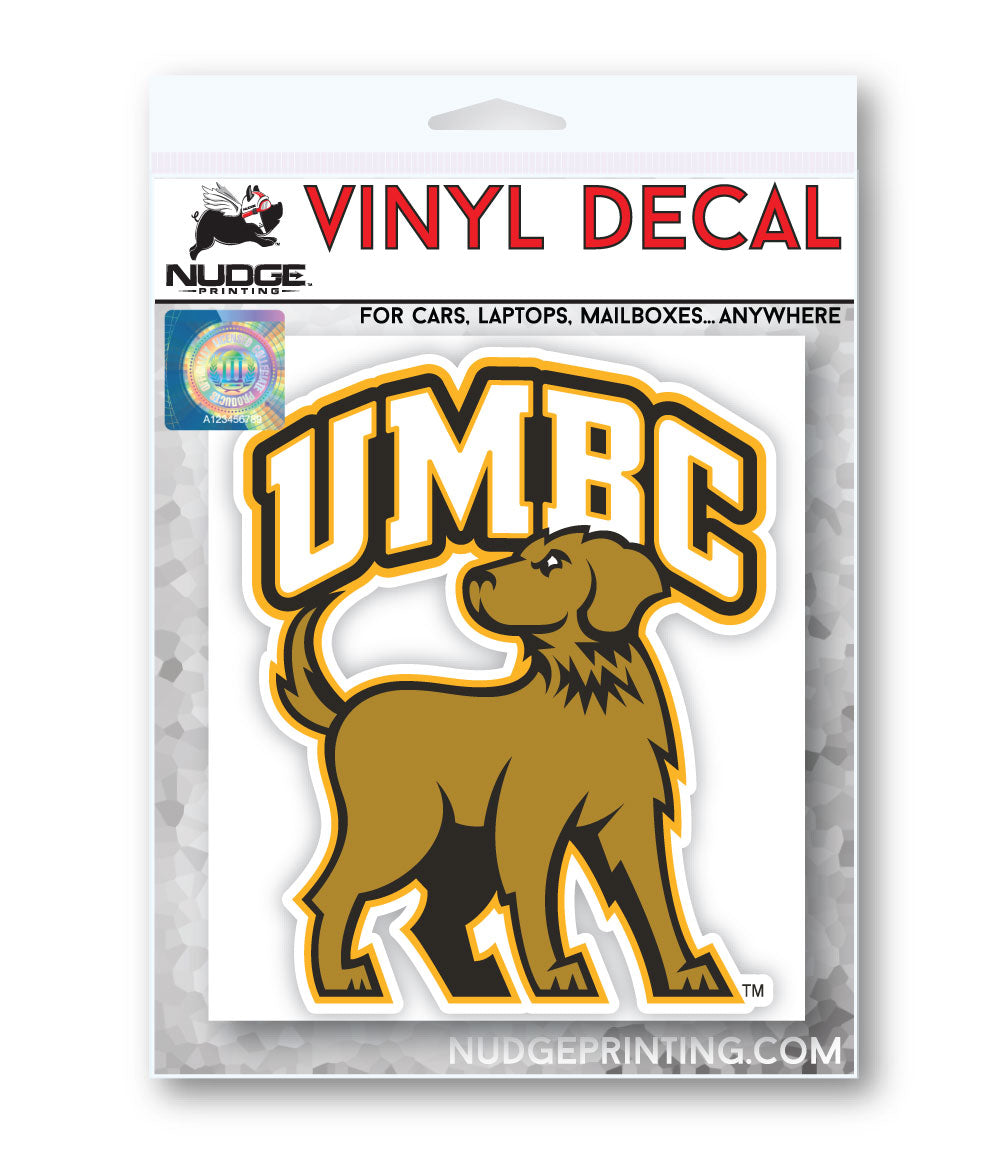 UMBC Retrievers Full Mascot and Wordmark Combo Logo Car Decal Bumper Sticker