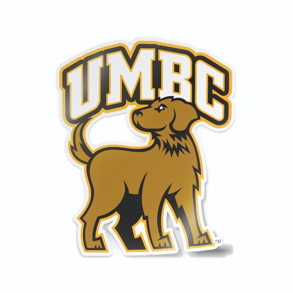 UMBC Retrievers Full Mascot and Wordmark Combo Logo Car Decal Bumper Sticker