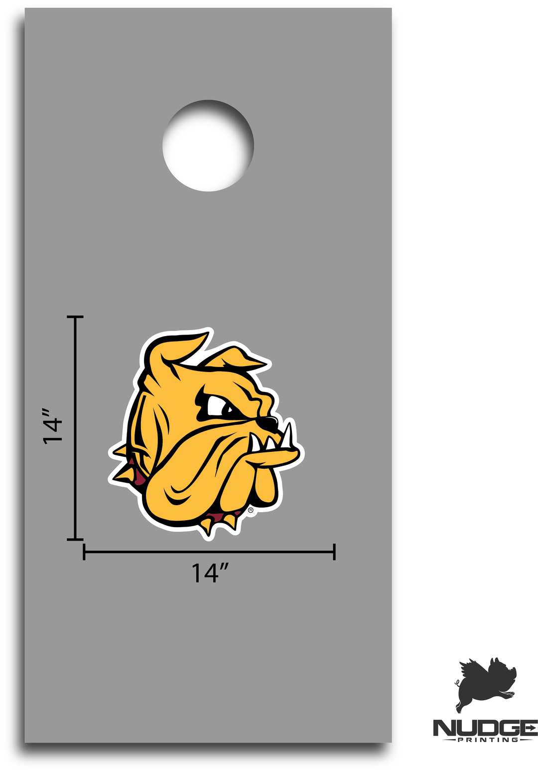 Minnesota Duluth Champ the Bulldog Logo Cornhole Decal - Nudge Printing