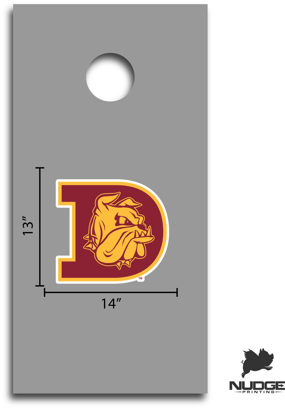 Minnesota Duluth Block D Logo Cornhole Decal - Nudge Printing