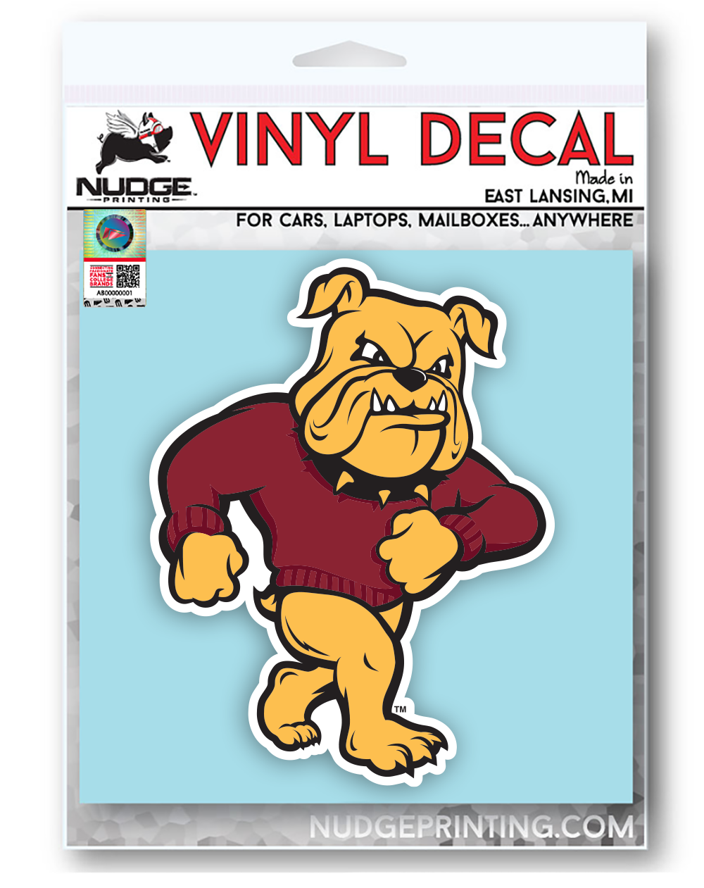 Minnesota-Duluth Full Bulldog Mascot Logo Car Decal Bumper Sticker