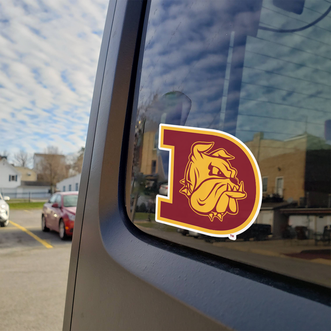 Minnesota-Duluth Block D with Bulldog Logo Car Decal Bumper Sticker