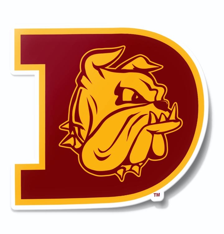 Minnesota-Duluth Block D with Bulldog Logo Car Decal Bumper Sticker