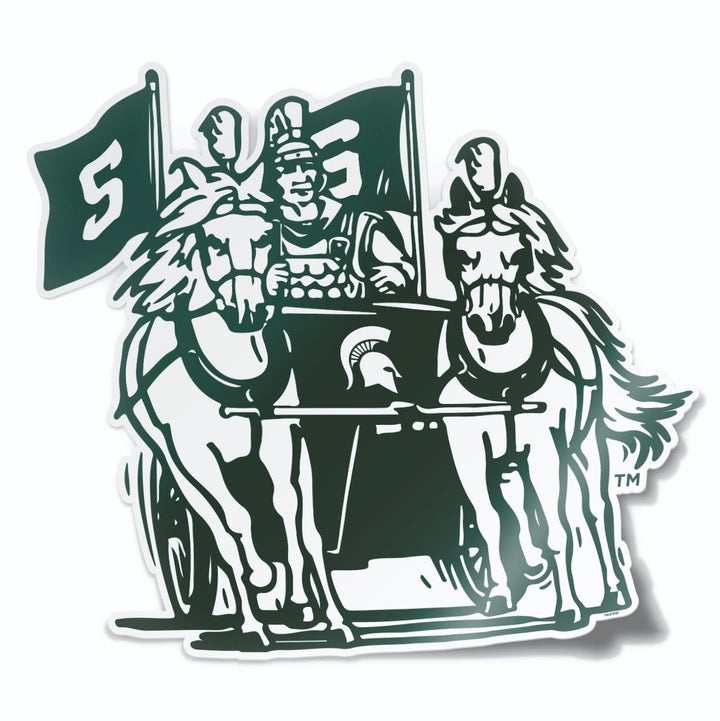 Michigan State University Vintage Spartan Chariot Car Decal - Nudge Printing