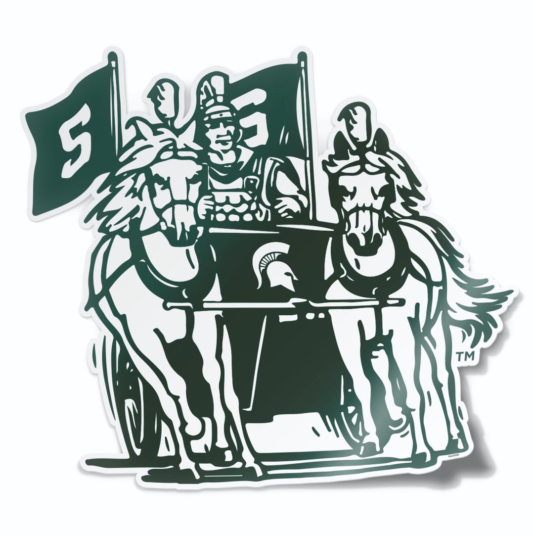 Michigan State University Vintage Spartan Chariot Logo Cornhole Decal
