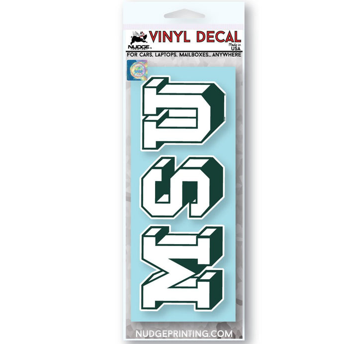 Michigan State University Spartans Vintage Block "MSU" Car Decal - Nudge Printing