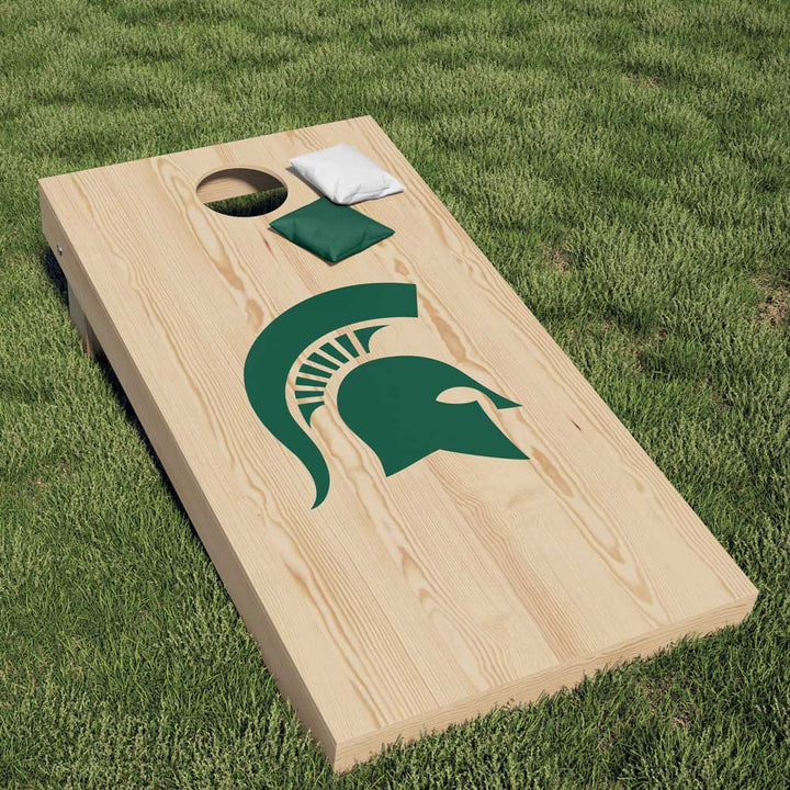 Michigan State University Spartan Helmet Cornhole Decal (Green) - Nudge Printing