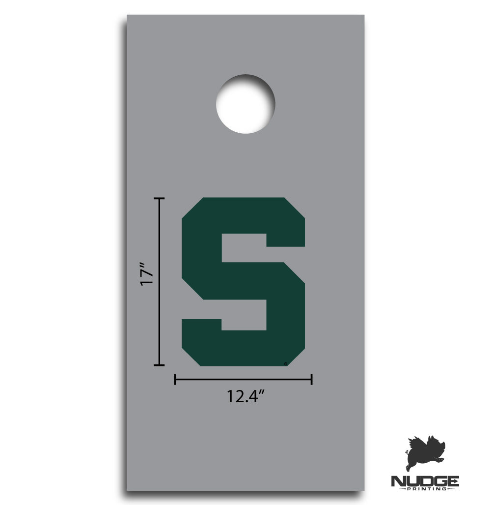 Michigan State University Spartans Block S Cornhole Decal (Green) - Nudge Printing