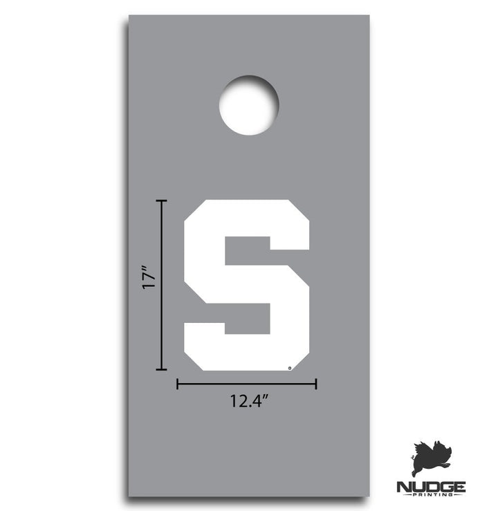 Michigan State University Spartans Block S Cornhole Decal (White) - Nudge Printing