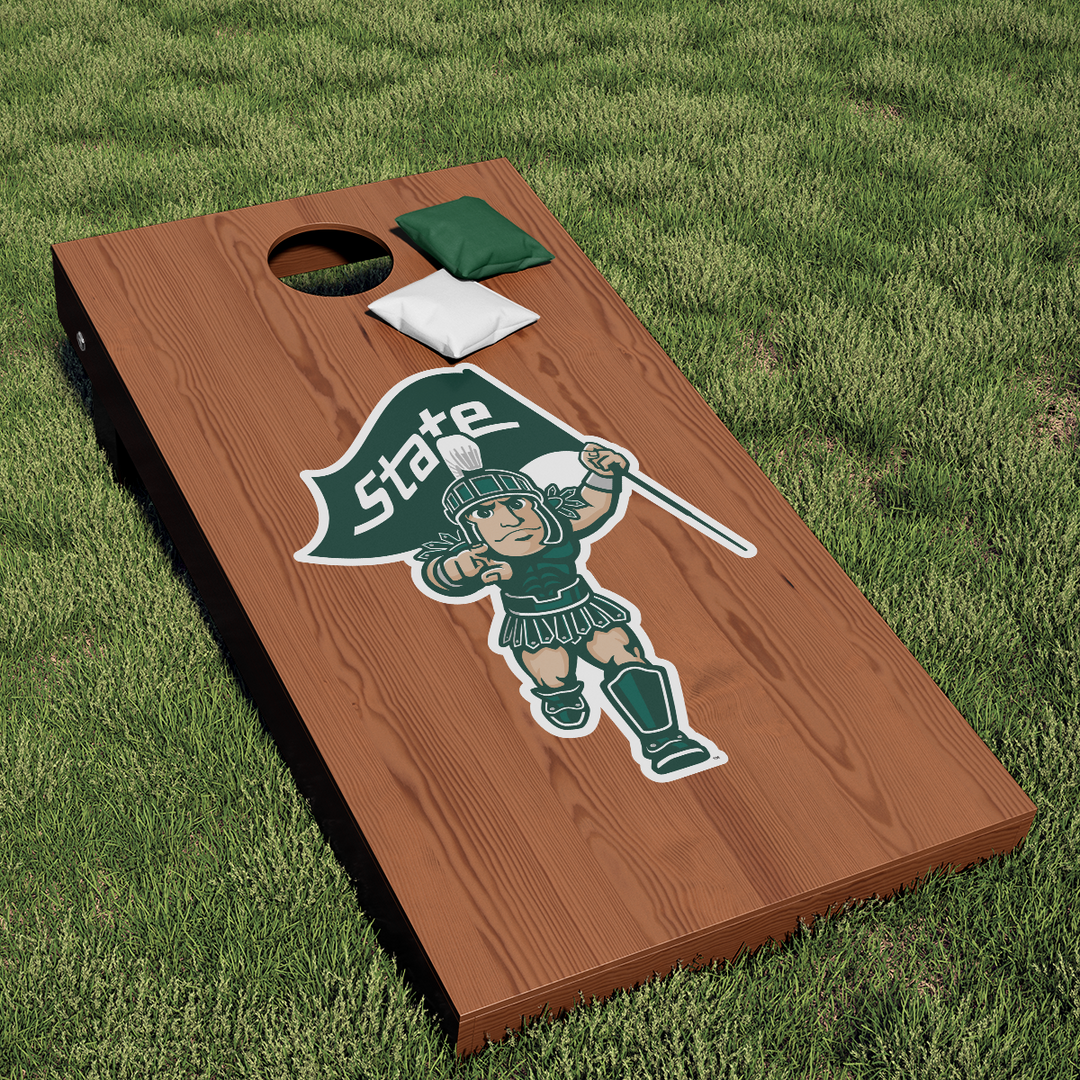 Michigan State University Ready for Battle Sparty Logo Cornhole Decal