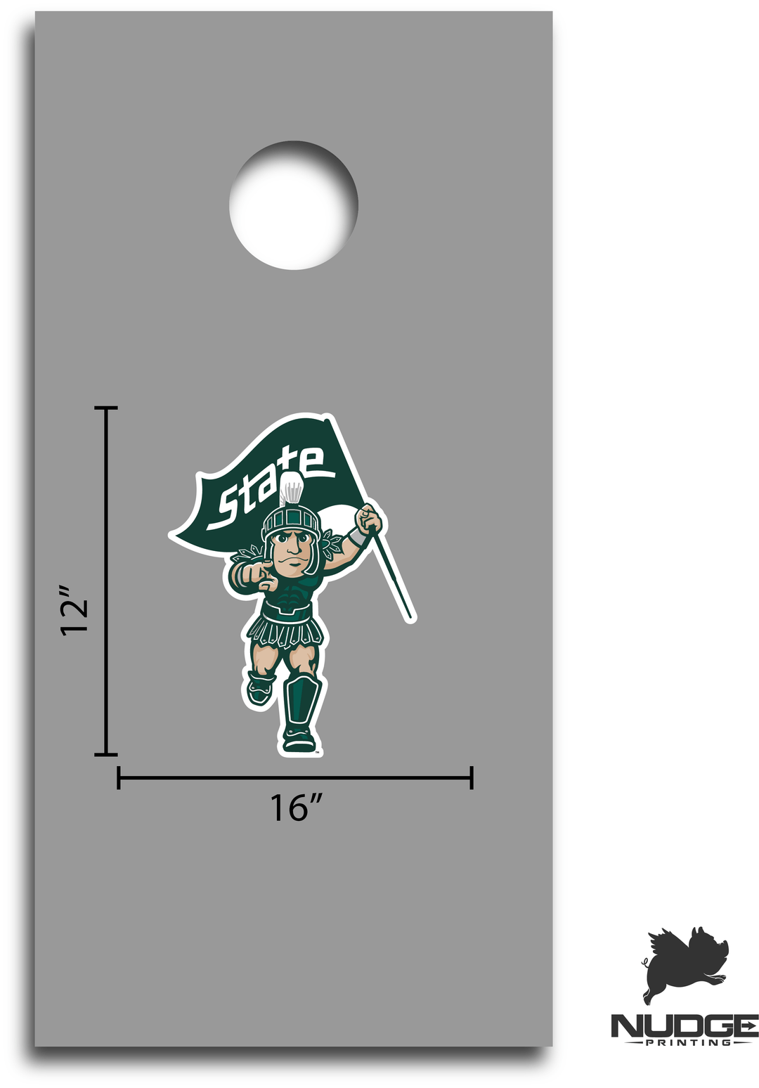 Michigan State University Ready for Battle Sparty Logo Cornhole Decal