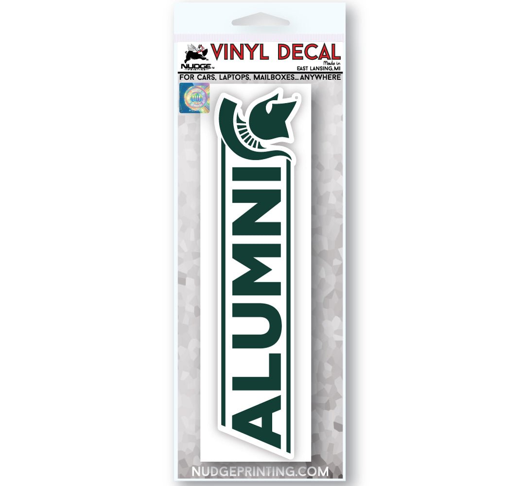 Michigan State University Block Alumni with Spartan Helmet Car Decal Bumper Sticker