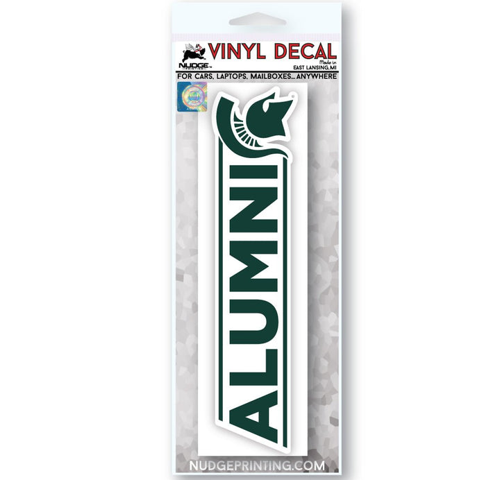 Michigan State University Block Alumni with Spartan Helmet Car Decal Bumper Sticker