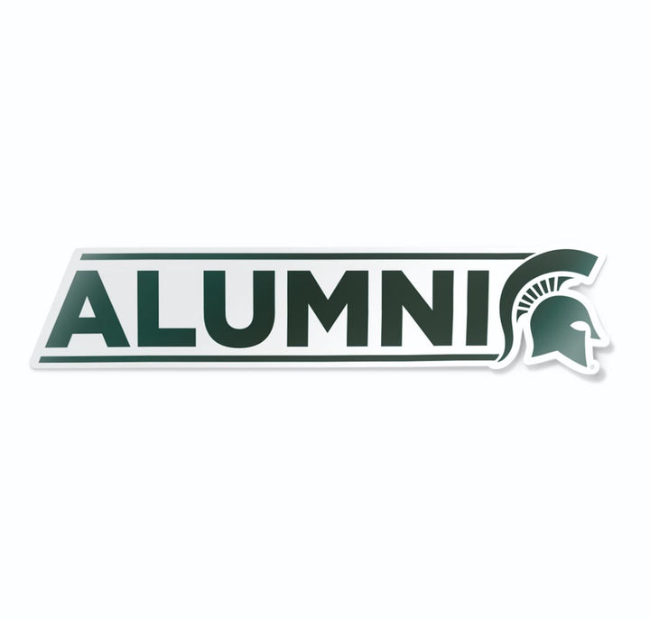 Michigan State University Block Alumni with Spartan Helmet Car Decal Bumper Sticker