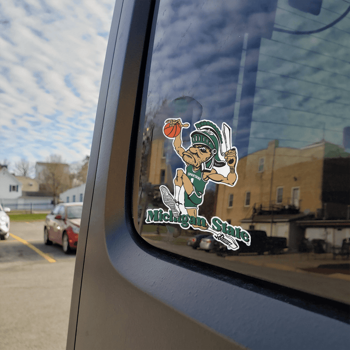 MSU Gruff Sparty Dunking Car Decal on Car