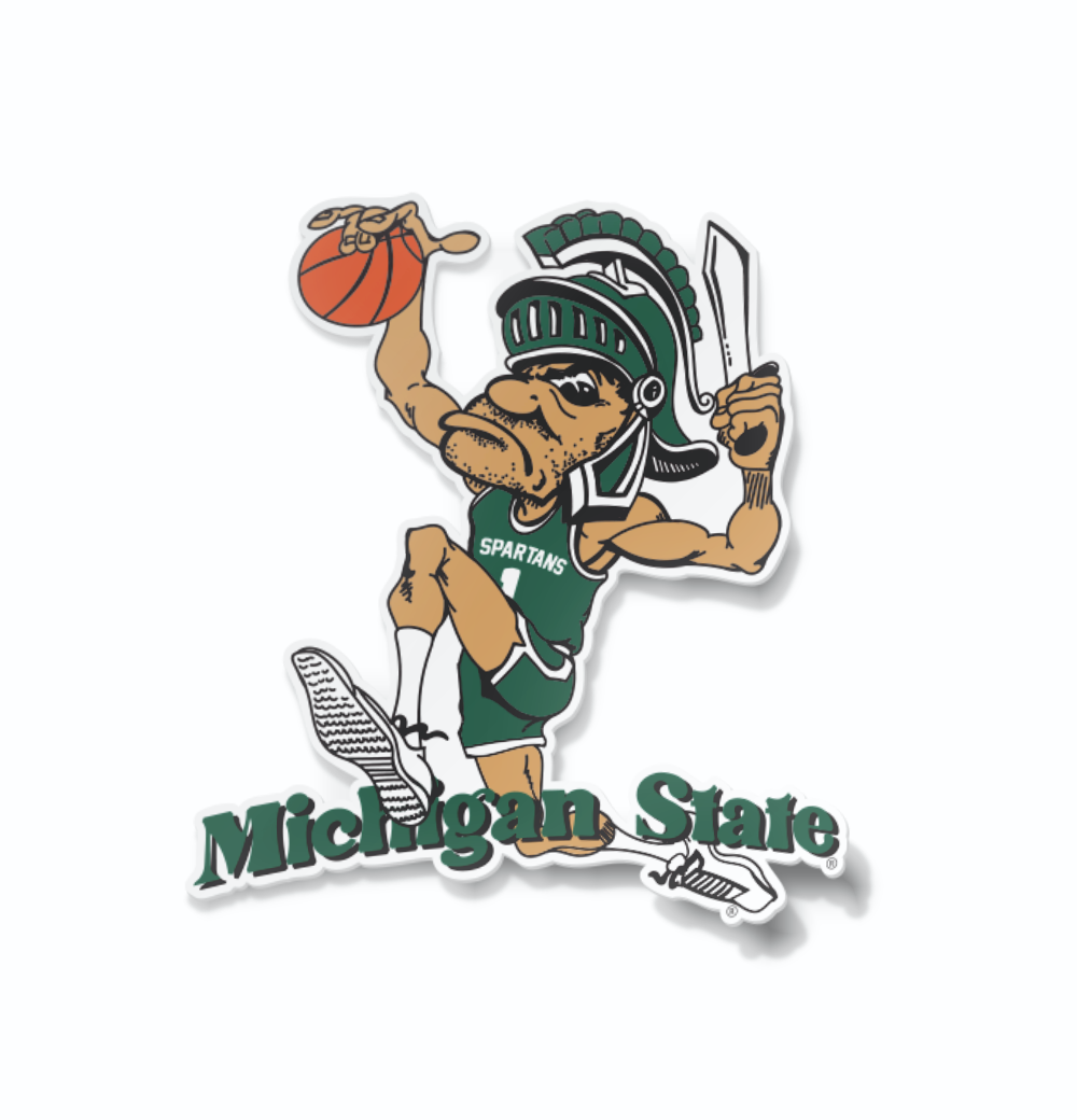 Michigan State University Vintage Dunking Gruff Sparty Logo Cornhole Decal