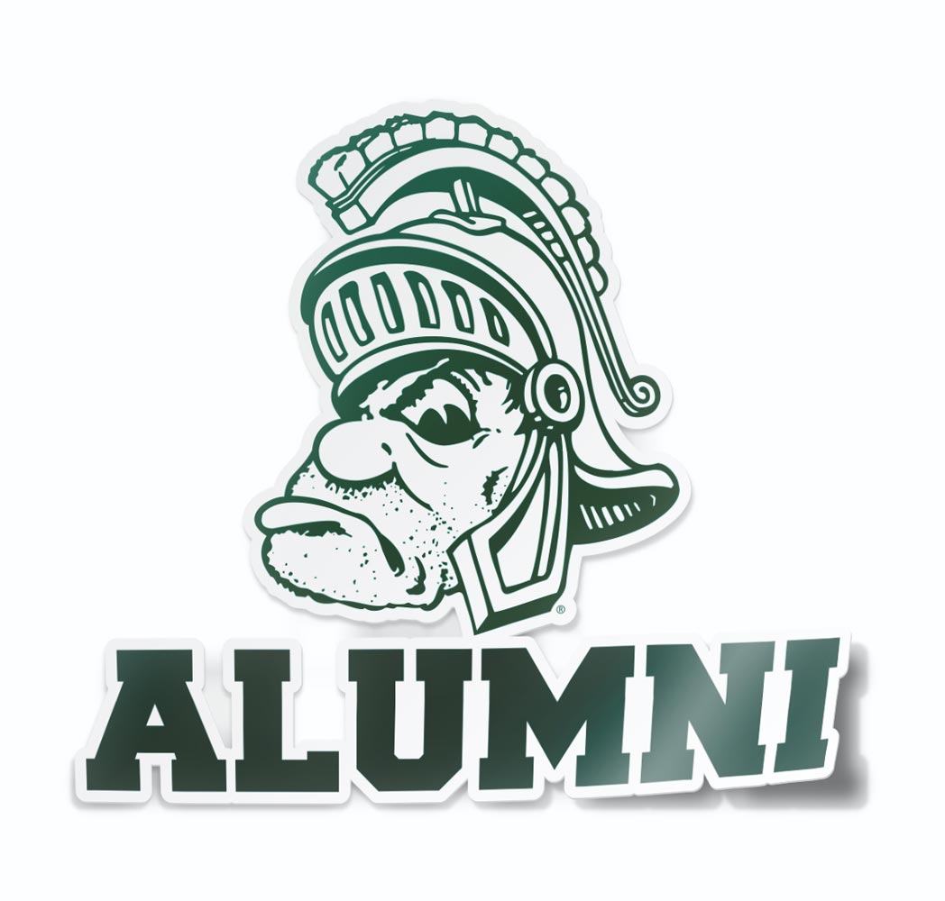 Michigan State University Block Alumni with Gruff Sparty Car Decal Bumper Sticker