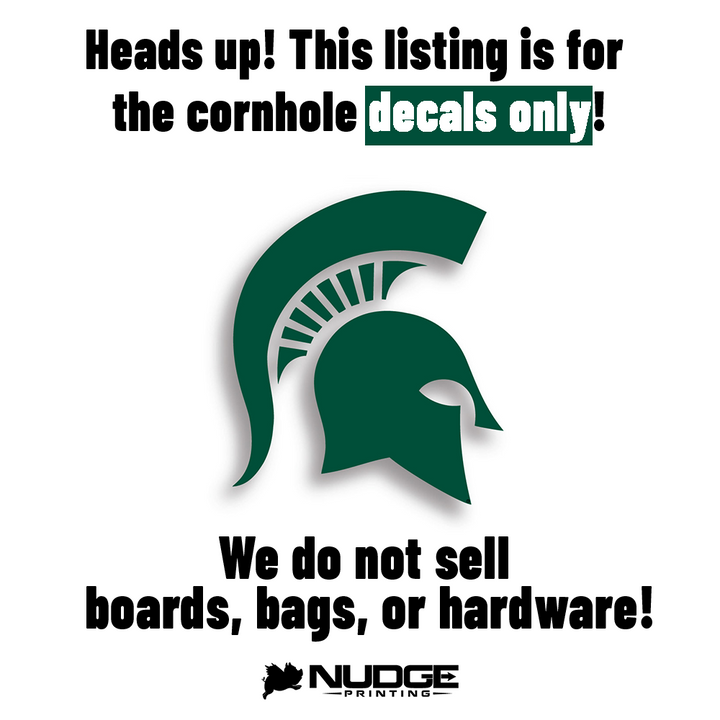 Michigan State University Spartan Helmet Cornhole Decal (Green) - Nudge Printing