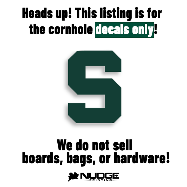 Michigan State University Spartans Block S Cornhole Decal (Green) - Nudge Printing