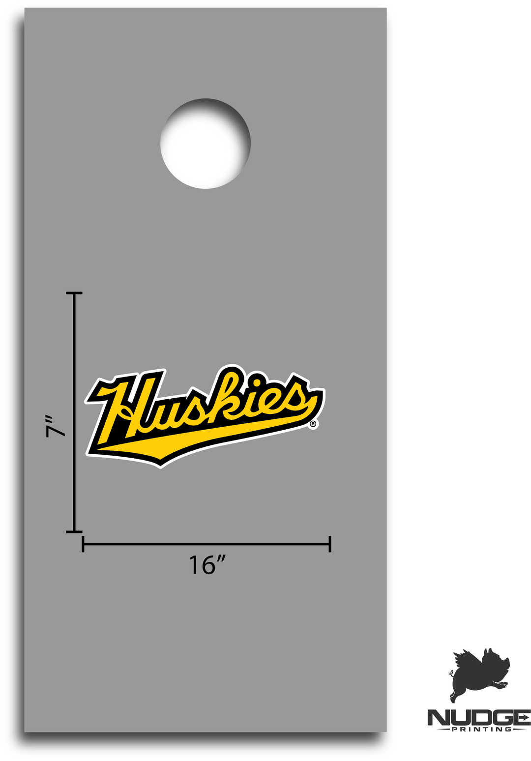 Michigan Tech Script Huskies Logo Cornhole Decal - Nudge Printing