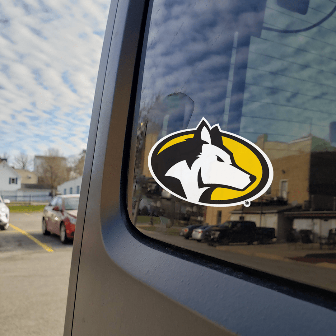 Michigan Tech Husky Mascot Car Decal Bumper Sticker