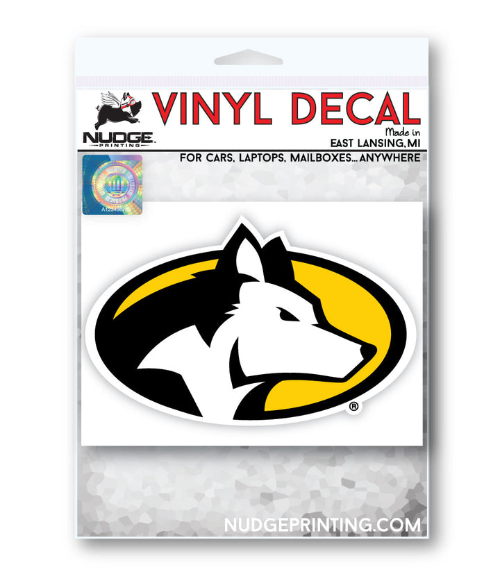 Michigan Tech Husky Mascot Car Decal Bumper Sticker