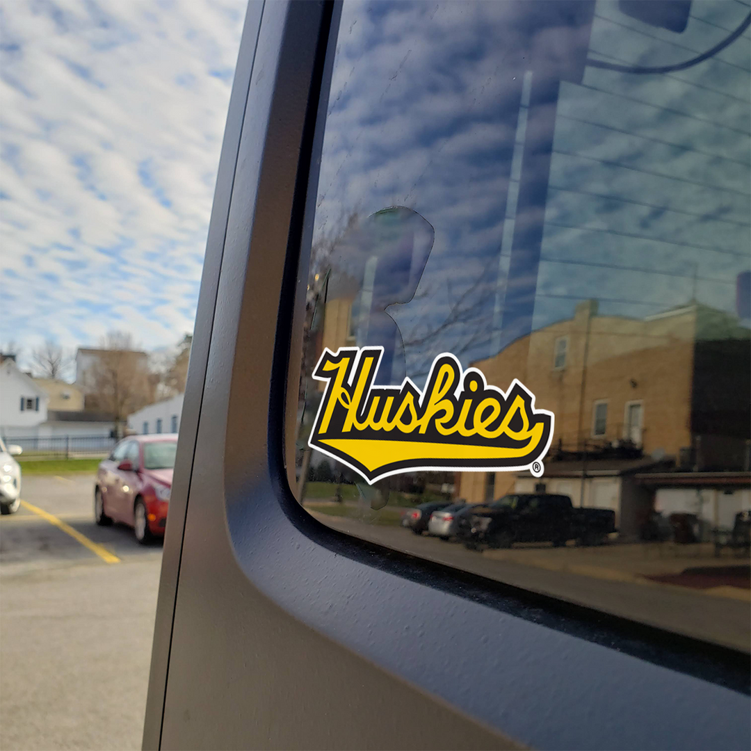 Michigan Tech Script 'Huskies' Logo Car Decal Bumper Sticker