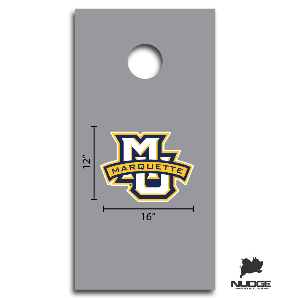 Marquette University Golden Eagles Primary Logo Cornhole Decal - Nudge Printing