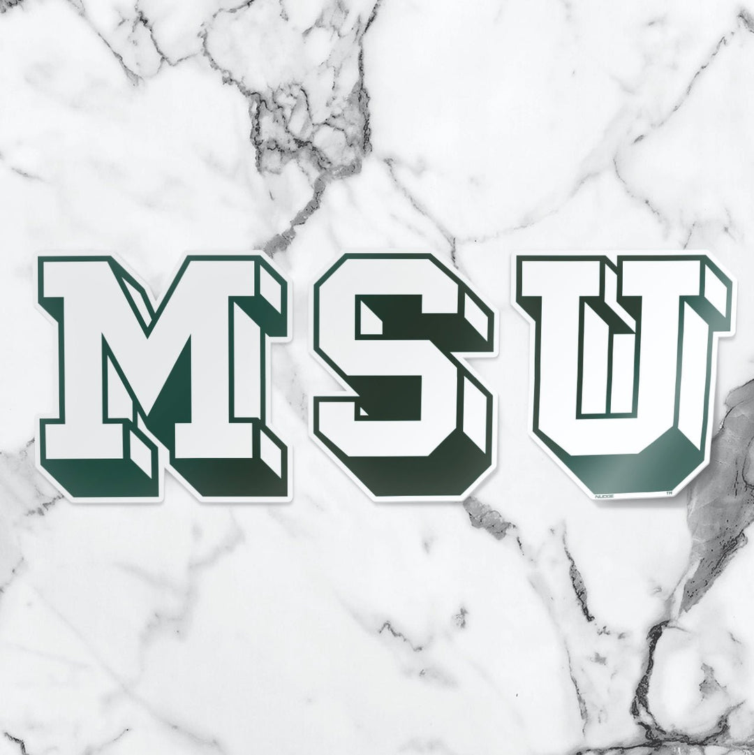 Michigan State University Spartans Vintage Block "MSU" Car Decal - Nudge Printing