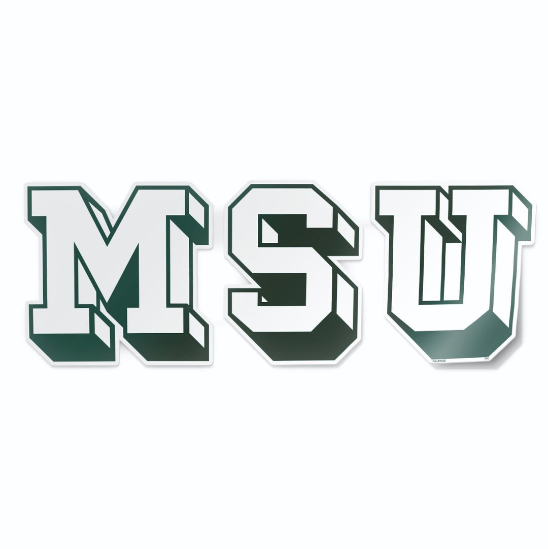 Michigan State University Spartans Vintage Block "MSU" Car Decal - Nudge Printing