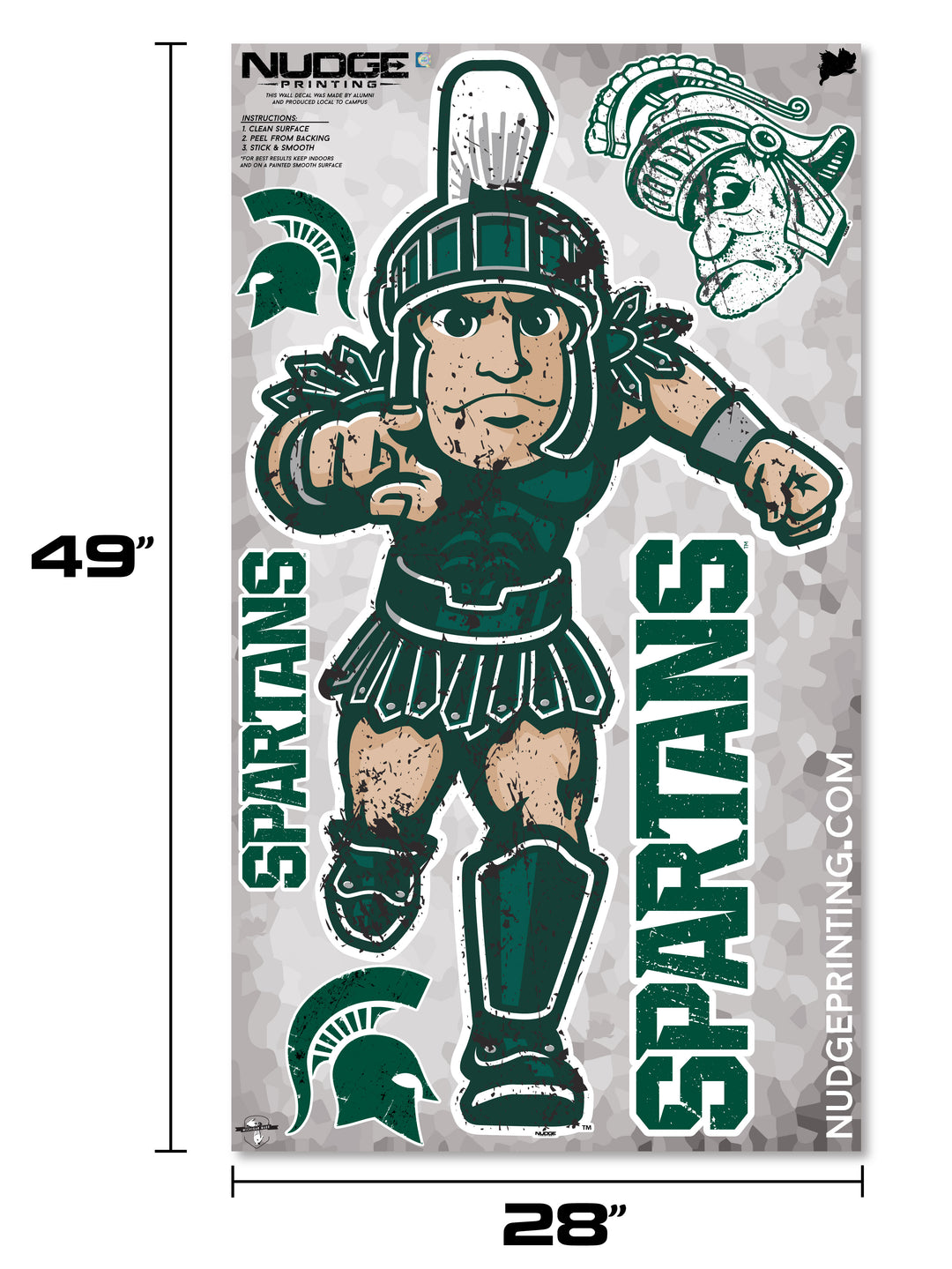 Michigan State MSU Spartans Ready for Battle Sparty - XL Wall Decal Sticker Set - Nudge Printing