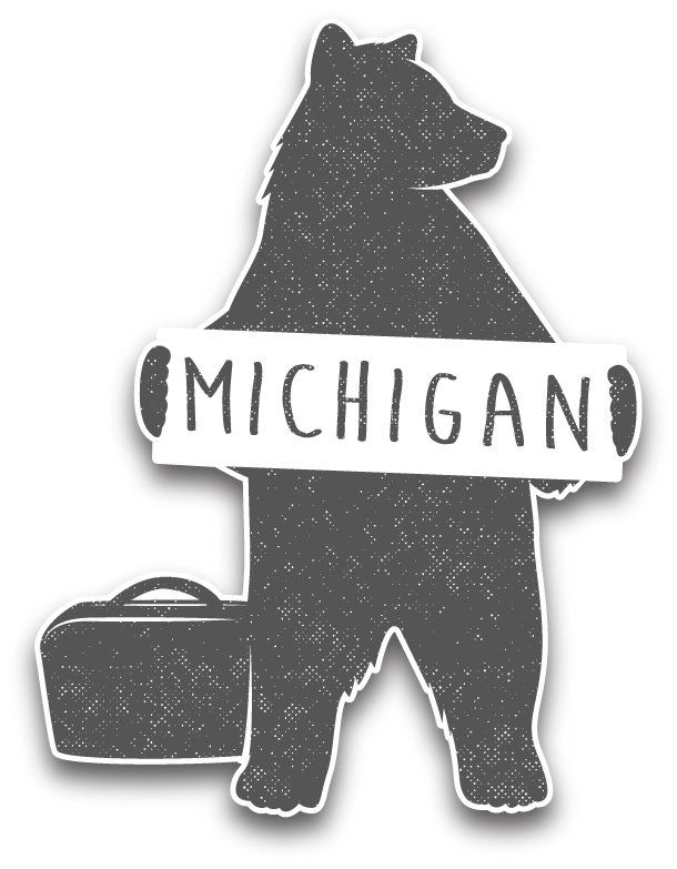 Hitchhiking to Michigan Bear Car Decal Sticker - Nudge Printing