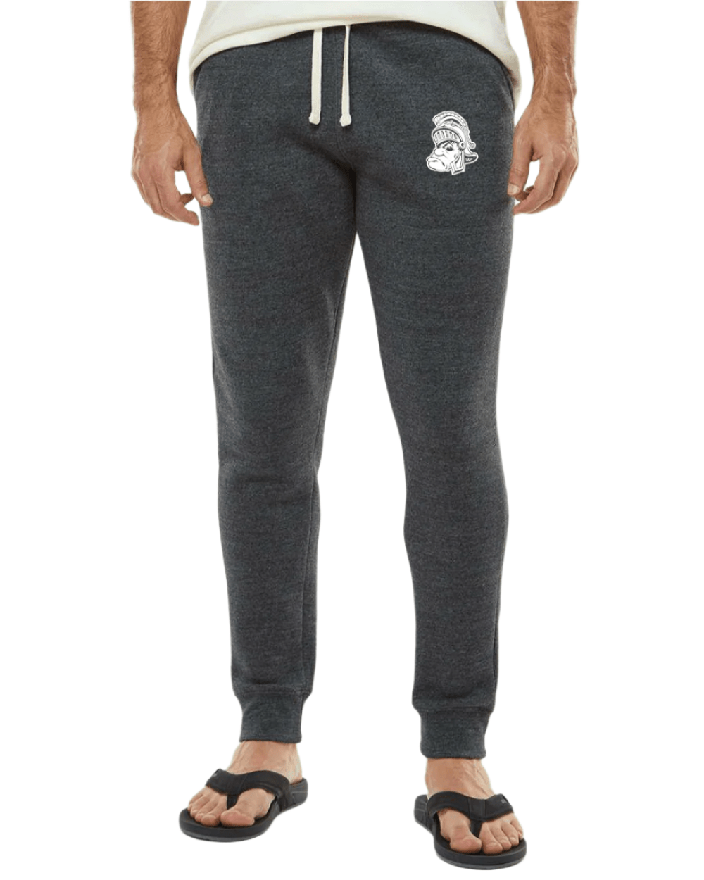 Michigan State Spartans Gruff Sparty Dark Heather Grey MSU Joggers Sweatpants on male model