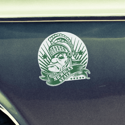 Michigan State University Alumni Bumper Sticker - Vintage Gruff Sparty Logo Decal, 4" X 4" - View #6