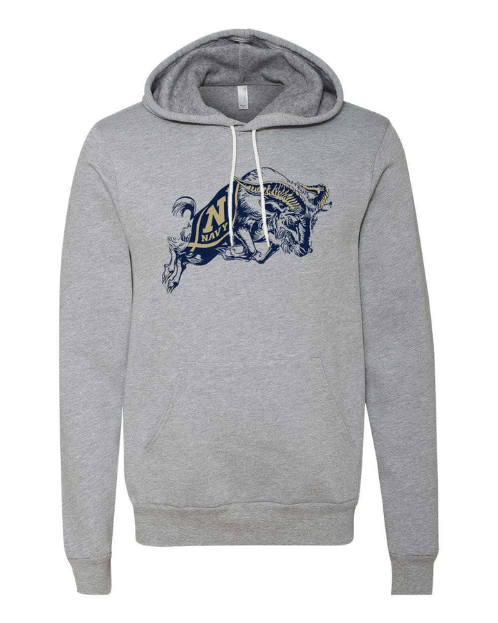 US Naval Academy Vintage Bill the Goat Design Gray hooded sweatshirt - Nudge Printing