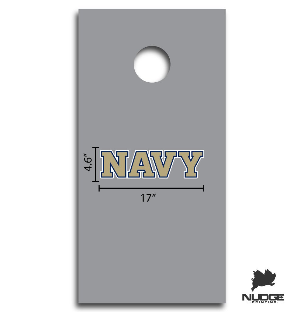 US Naval Academy Block NAVY Logo Cornhole Decal - Nudge Printing