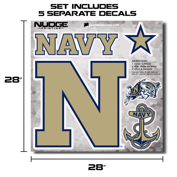US Naval Academy Midshipmen 4-Piece Repositionable Peel-and-Stick XL Wall Decal Set