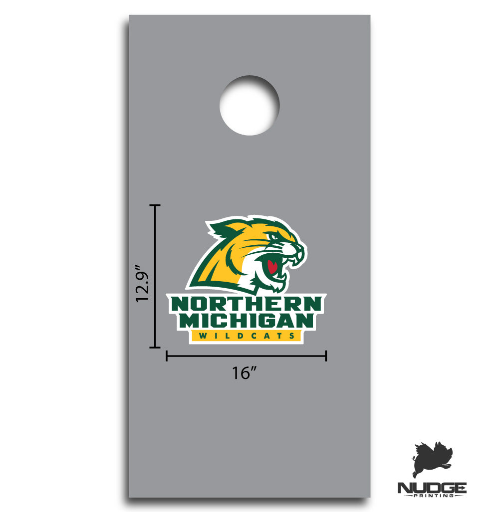 Northern Michigan University Wildcats Combo Logo Cornhole Decal - Nudge Printing